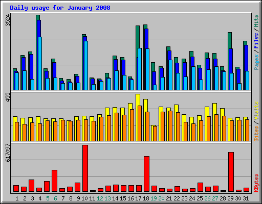 Daily usage for January 2008